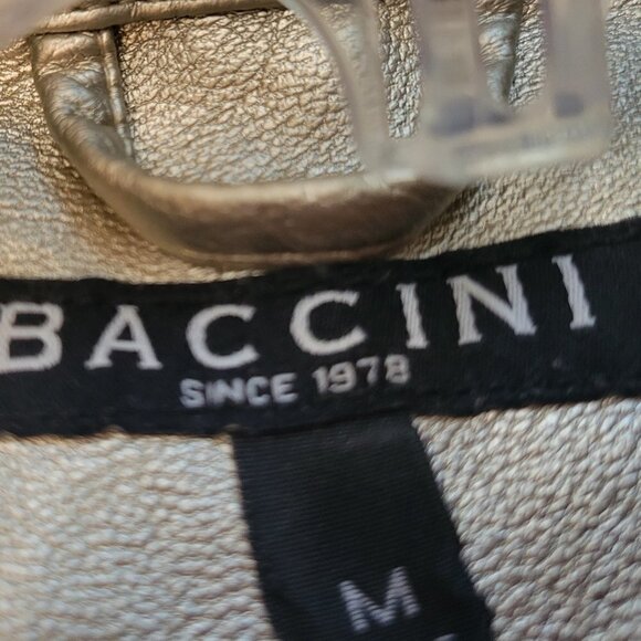 Baccini Faux Leather Gold Jacket Size M - Picture 2 of 3